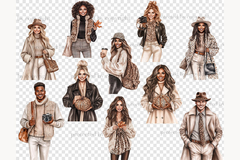 Autumn Clipart | Fall City Graphics | Fashion Leopard PNG SVG GlamArtZhanna 