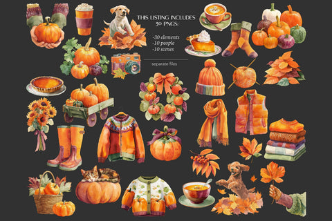 Autumn Clipart | Fall Pumpkins Images | Farm Patch Graphics SVG GlamArtZhanna 