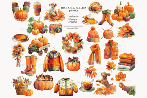 Autumn Clipart | Fall Pumpkins Images | Farm Patch Graphics SVG GlamArtZhanna 