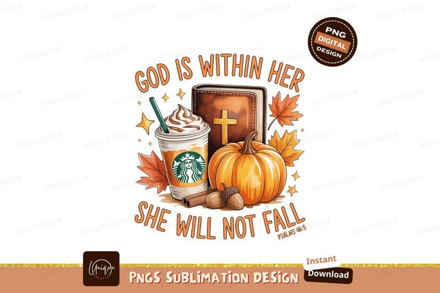 Autumn coffee bible pumpkin faith image Sublimation Designangry 