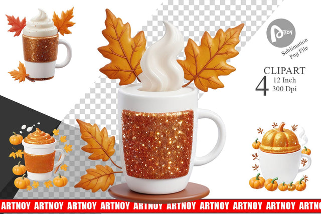 Autumn Coffee Mug Clipart Sublimation artnoy 
