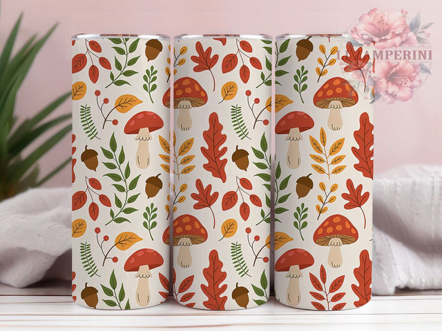 Autumn Cottagecore Mushroom Tumbler Wrap, Halloween Fall Wrap, 20Oz Sublimation Design, Cottagecore Aesthetic Cup, Woodland Autumn Drinkware, Rustic Fall Tumbler, Boho Mushroom Wrap Sublimation Li Zamperini 
