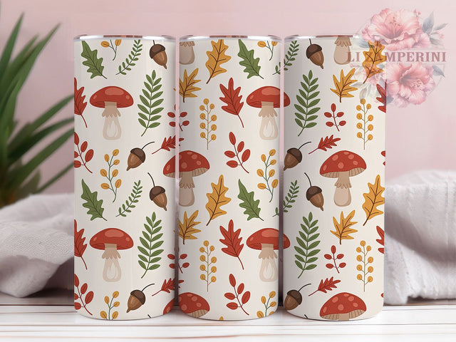 Autumn Cottagecore Mushroom Tumbler Wrap, Halloween Fall Wrap, 20Oz Sublimation Design, Cottagecore Aesthetic Cup, Woodland Autumn Drinkware, Rustic Fall Tumbler, Boho Mushroom Wrap Sublimation Li Zamperini 