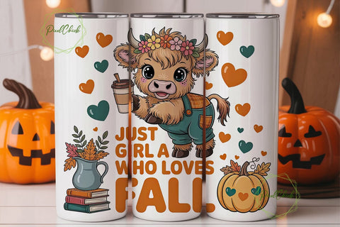 Autumn Cow Calf 20oz Tumbler Wrap Sublimation PixelChick 
