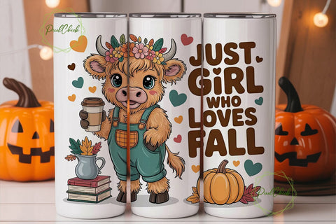Autumn Cow Calf 20oz Tumbler Wrap Sublimation PixelChick 