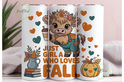 Autumn Cow Calf 20oz Tumbler Wrap Sublimation PixelChick 