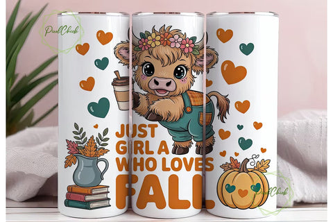 Autumn Cow Calf 20oz Tumbler Wrap Sublimation PixelChick 