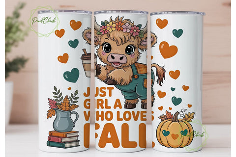 Autumn Cow Calf 20oz Tumbler Wrap Sublimation PixelChick 