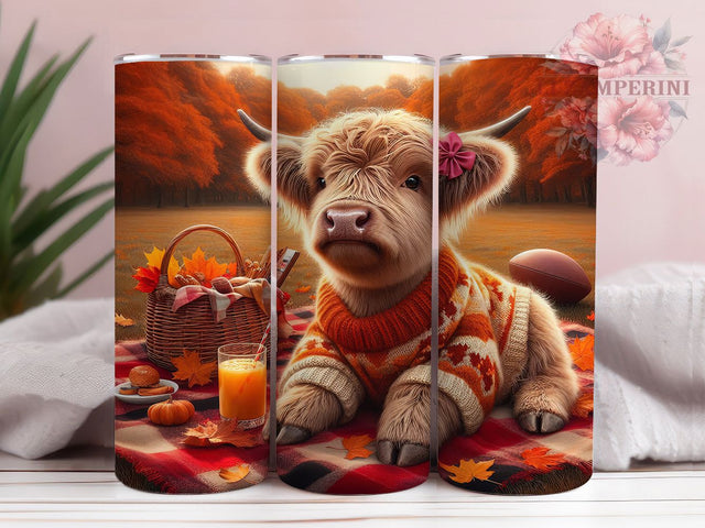 Autumn Cow Football Tumbler Wrap, Highland Cow Tumbler, Football Cow Design, 20oz Skinny Tumbler, Autumn Sublimation Wrap, Farm Animal Tumbler, Cute Cow PNG Sublimation Li Zamperini 