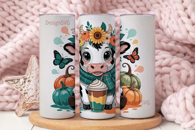 Autumn Cow with PSL 20oz Tumbler Wrap Sublimation DesignSVG 