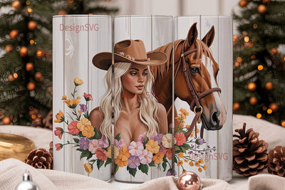Autumn Cowgirl Horse 20oz Tumbler Wrap Sublimation DesignSVG 