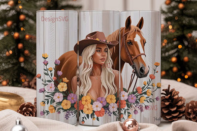 Autumn Cowgirl Horse 20oz Tumbler Wrap Sublimation DesignSVG 