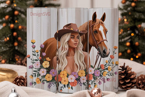 Autumn Cowgirl Horse 20oz Tumbler Wrap Sublimation DesignSVG 