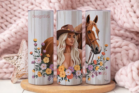 Autumn Cowgirl Horse 20oz Tumbler Wrap Sublimation DesignSVG 