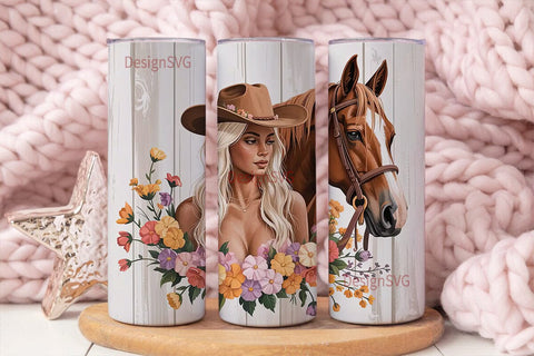 Autumn Cowgirl Horse 20oz Tumbler Wrap Sublimation DesignSVG 