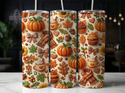 Autumn Cozy Pattern 20oz Tumbler, Autumn Cozy Pattern, Cozy Autumn PNG, Fall Tumbler Wrap, Autumn Tumbler, Cozy Pattern PNG, 20oz Tumbler Wrap, Autumn Sublimate Sublimation SvggirlplusArt 
