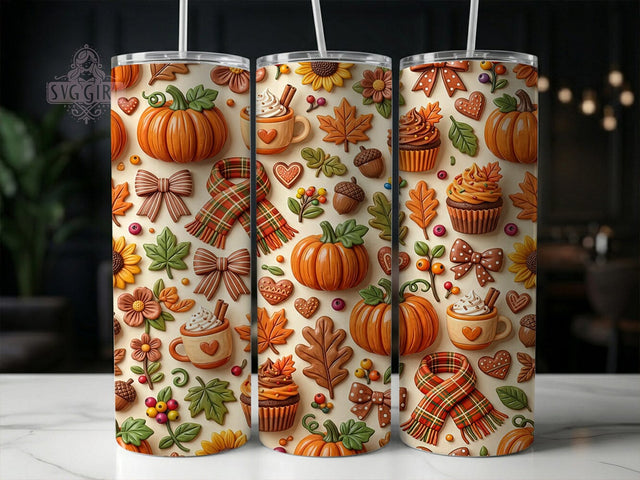 Autumn Cozy Pattern 20oz Tumbler, Autumn Cozy Pattern, Cozy Autumn PNG, Fall Tumbler Wrap, Autumn Tumbler, Cozy Pattern PNG, 20oz Tumbler Wrap, Autumn Sublimate Sublimation SvggirlplusArt 