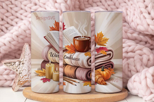 Autumn Cozy Vibes 20oz Tumbler Wrap Sublimation DesignSVG 