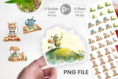 Autumn Critter Monsters Sticker Sublimation artnoy 
