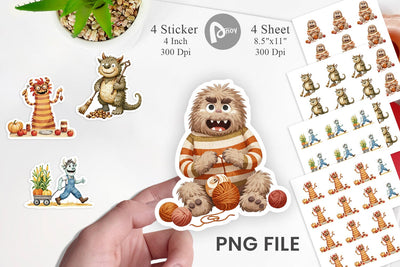 Autumn Critter Monsters Sticker Sublimation artnoy 