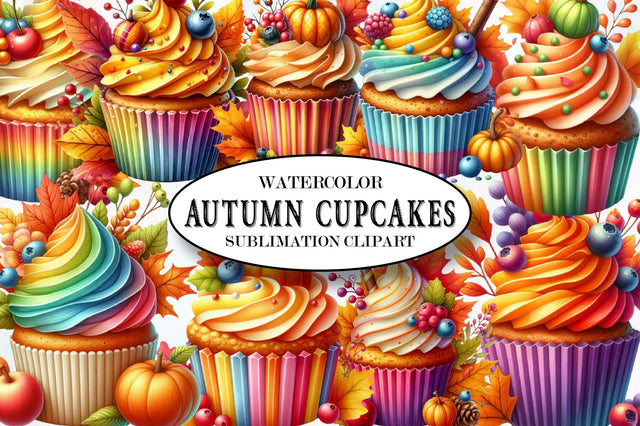 Autumn Cupcakes Clipart Set Sublimation SVGista 