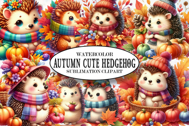 Autumn Cute Hedgehog Sublimation Clipart Sublimation SVGista 