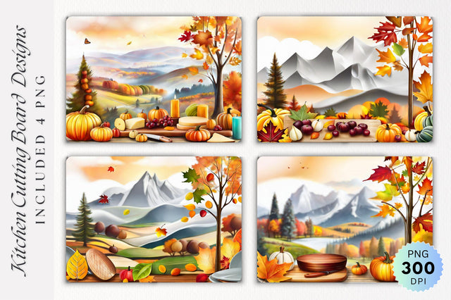 Autumn Cutting Board PNG Design Sublimation Regulrcrative 