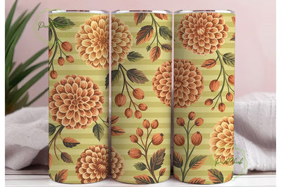 Autumn Dahlia Floral 20oz Tumbler Wrap Sublimation PixelChick 