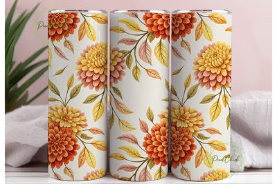 Autumn Dahlia Floral 20oz Tumbler Wrap Sublimation PixelChick 
