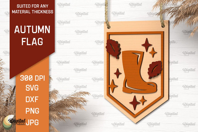 Autumn Decor Laser Cut. Autumn Flag SVG. Fall Sign Laser Cut SVG Evgenyia Guschina 