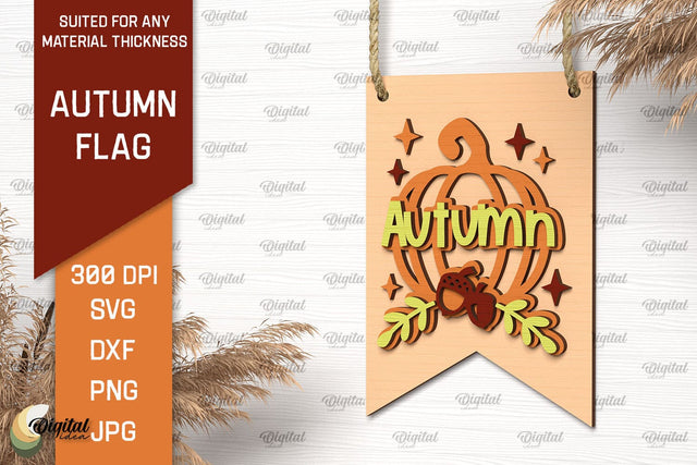 Autumn Decor Laser Cut. Autumn Flag SVG. Fall Sign Laser Cut SVG Evgenyia Guschina 