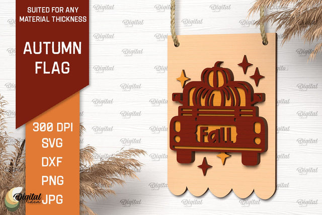 Autumn Decor Laser Cut. Autumn Flag SVG. Fall Sign Laser Cut SVG Evgenyia Guschina 