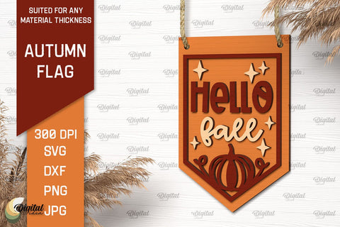 Autumn Decor Laser Cut Bundle. Autumn Flags SVG. Fall Signs SVG Evgenyia Guschina 