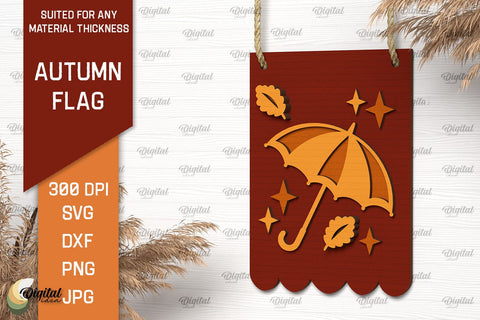Autumn Decor Laser Cut Bundle. Autumn Flags SVG. Fall Signs SVG Evgenyia Guschina 