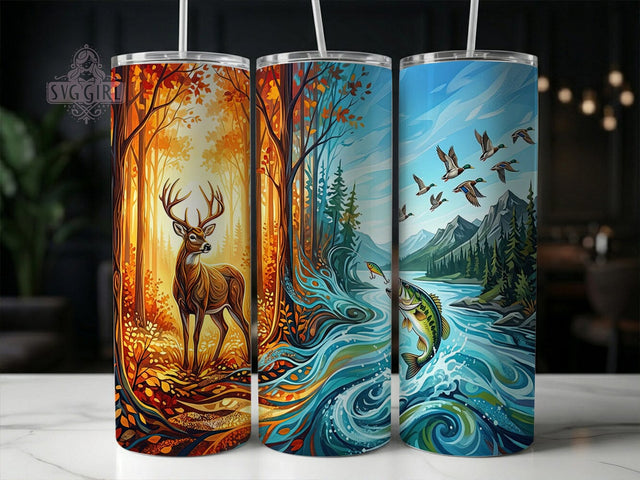Autumn Deer River Fishing 20oz Tumbler, Autumn Deer River Fishing, 20oz Tumbler Wrap, Sublimation Design, Wildlife Tumbler PNG, Wildlife River Graphic, Fall Nature Wrap, Digital Tumbler Craft Sublimation SvggirlplusArt 