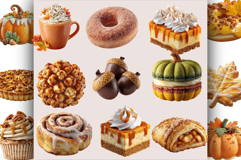 Autumn Dessert PNG Clipart Bundle. Sublimation SVGArt 