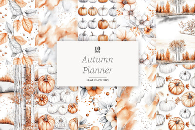 Autumn Digital Paper Pack | Fall Pumpkin Patterns Digital Pattern GlamArtZhanna 