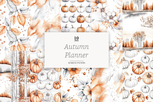 Autumn Digital Paper Pack | Fall Pumpkin Patterns Digital Pattern GlamArtZhanna 