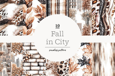 Autumn Digital Papers | Fall Seamless Patterns | Leopard Digital Pattern GlamArtZhanna 