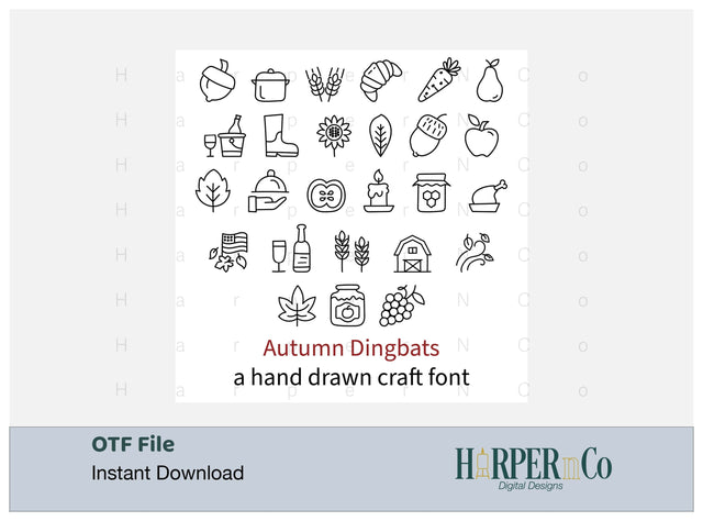 Autumn Dingbats, Hand drawn dingbat font Font HarperNCo 