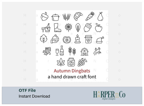 Autumn Dingbats, Hand drawn dingbat font Font HarperNCo 