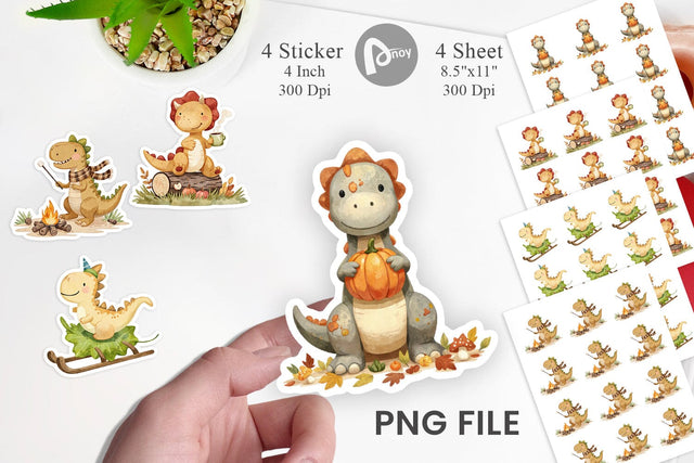 Autumn Dino Friends Sticker Sublimation artnoy 