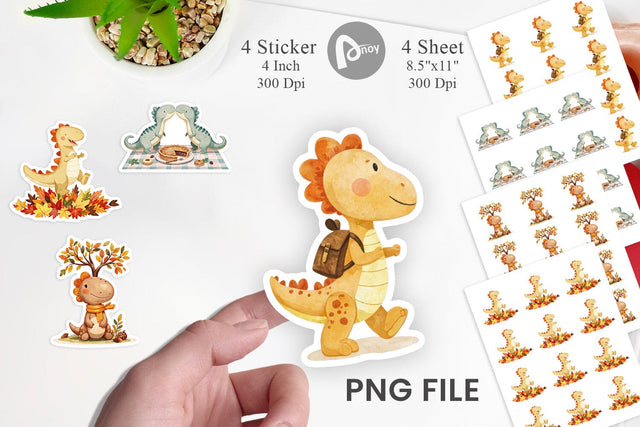Autumn Dino Friends Sticker Sublimation artnoy 