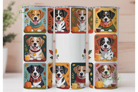 Autumn Dogs Tumbler Wrap PNG Sublimation PixelChick 