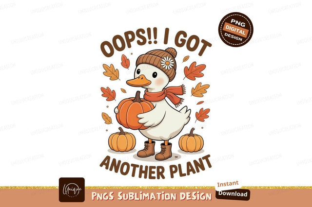 Autumn duck with pumpkins leaves scarf Sublimation Designangry 