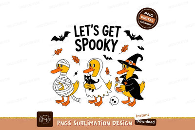 Autumn ducks with leaves orange yellow Sublimation Designangry 
