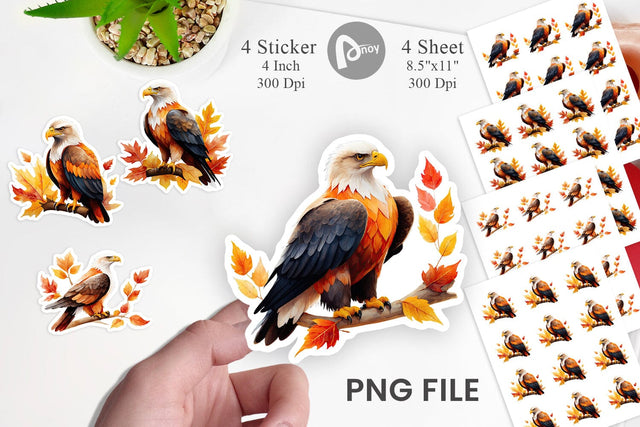 Autumn Eagle Watercolor Sticker Sublimation artnoy 