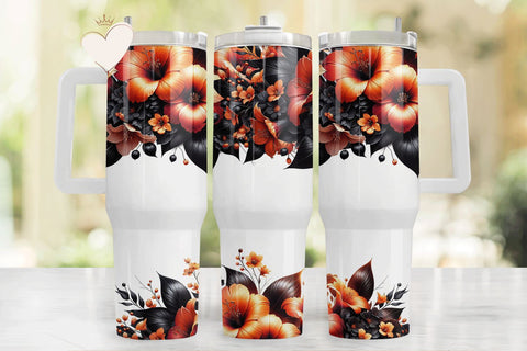 Autumn Elegance Chic Floral 40oz Tumbler Sublimation Design Sublimation BijouBay 