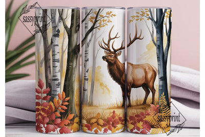 Autumn Elk Forest Tumbler Wrap PNG Sublimation sassyprint 