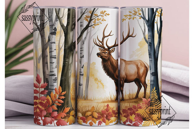 Autumn Elk Forest Tumbler Wrap PNG Sublimation sassyprint 
